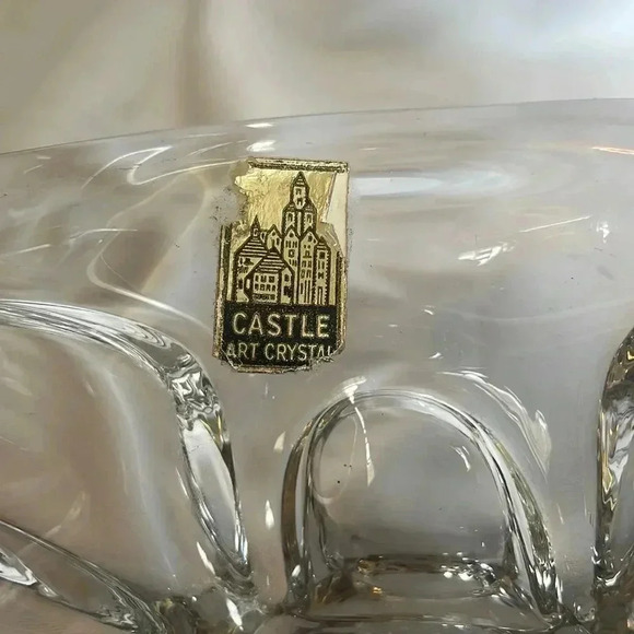 Vintage Castle Art Crystal Abstract Candy Bowl Dish - Picture 3 of 5